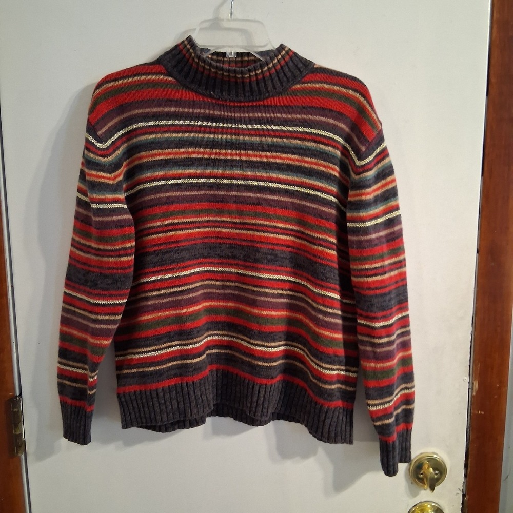 Vintage 90s Y2K‎ Tiara International Rainbow Striped Sweater M EUC